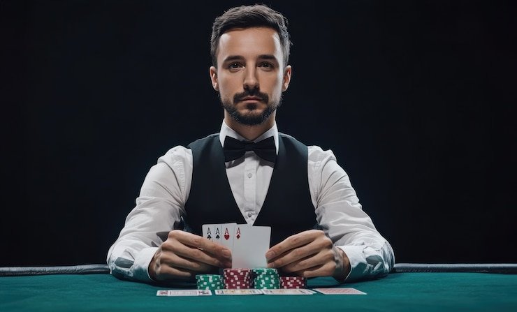 Antarmuka aplikasi mobile dugtrio menampilkan menu utama dengan akses ke permainan live dealer dan pasar olahraga